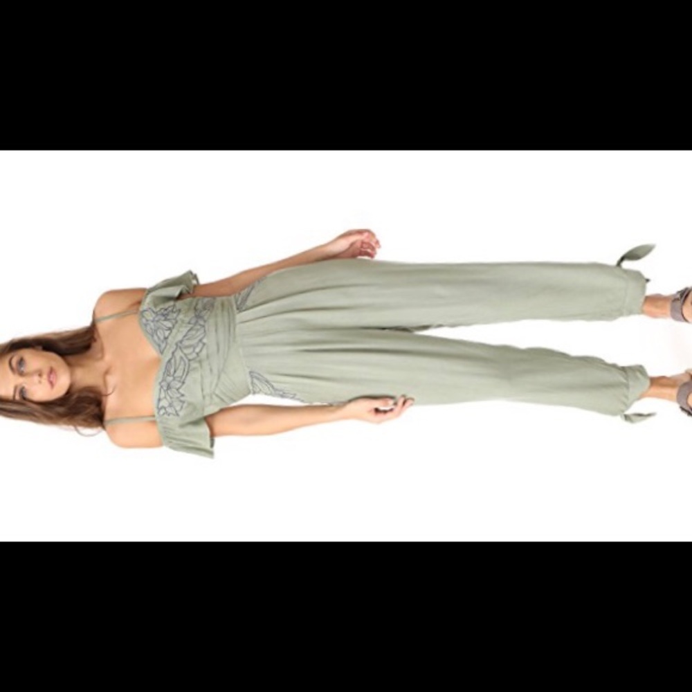 Free People Army Green In the Moment Jumpsuit